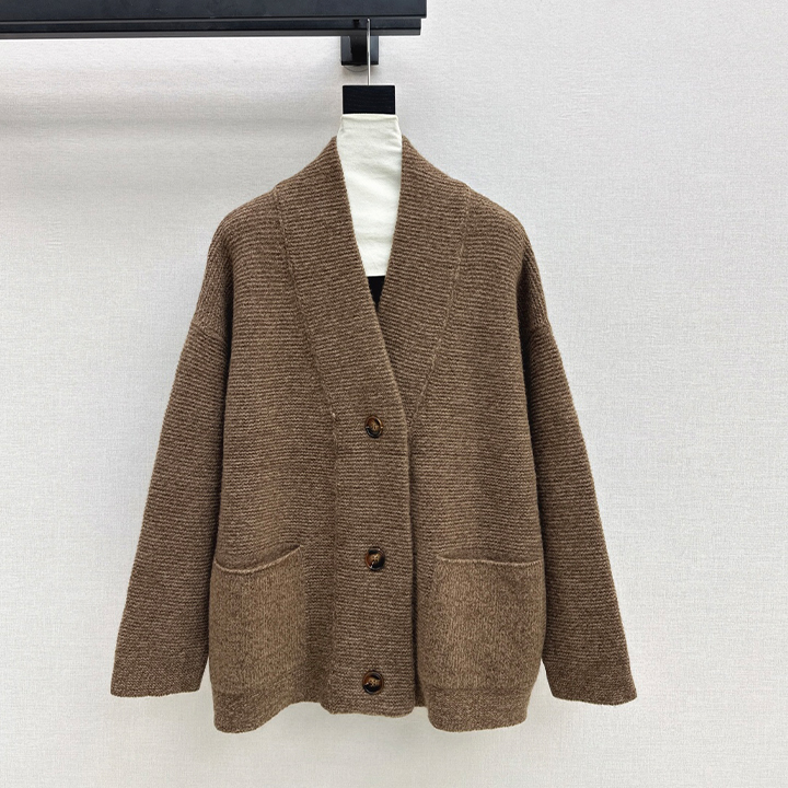 로로피아나 가을/겨울 최신 릴렉스 빈티지 스타일 V넥 가디건