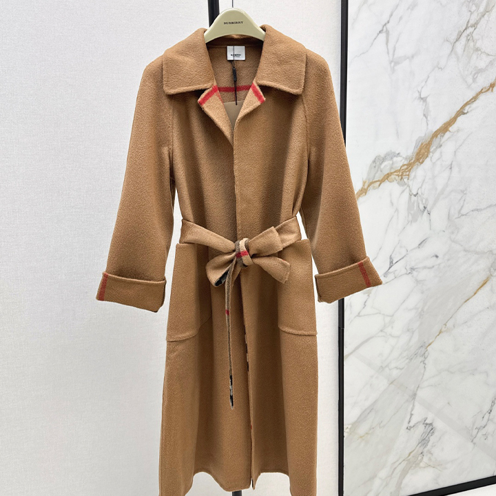 버버리 최신 가을/겨울 더블 페이스 울 칼라 코트