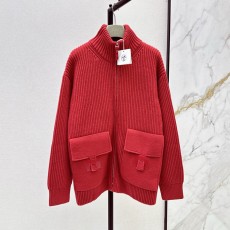 에르메스 가을/겨울 최신 클래식 H 패턴 장식 포켓 울 니트 가디건