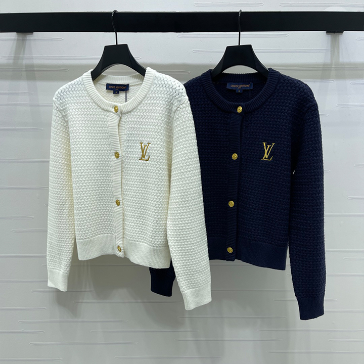 루이비통 2025 가을/겨울 최신 컬렉션 자수 크루넥 니트 가디건