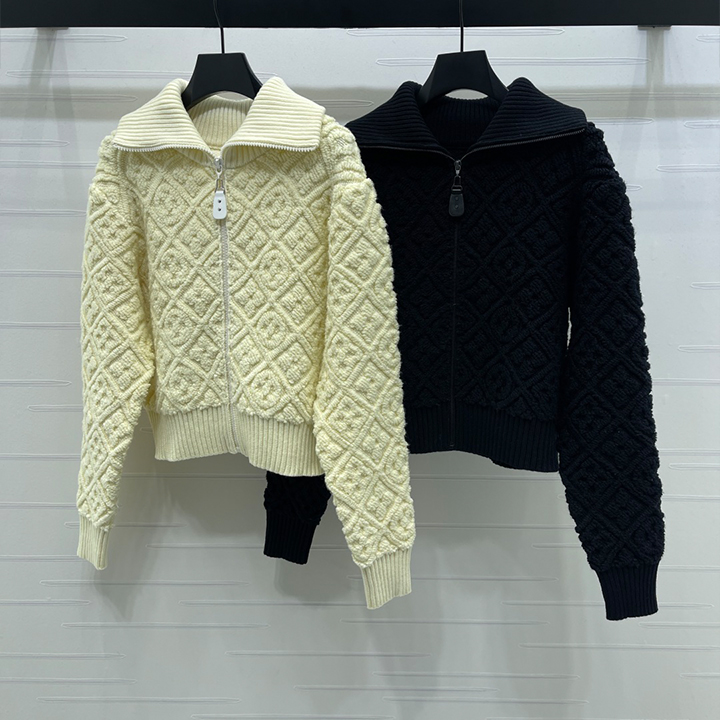 루이비통 다이아몬드 패턴 자카드 긴팔 가디건