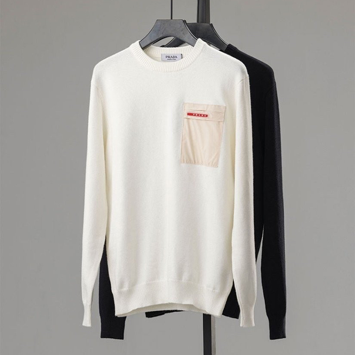 프라다 PRD 포켓 레드로고 크루넥 스웨터