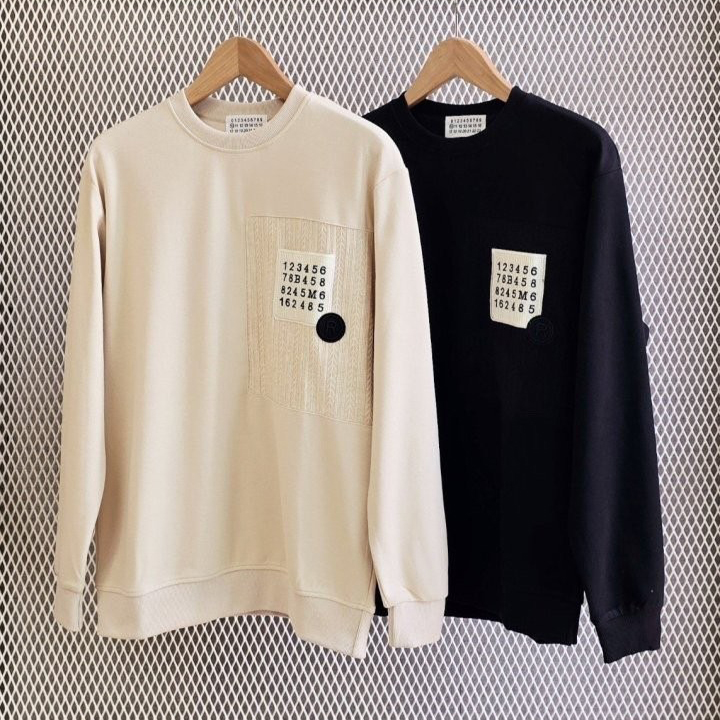 메종마르지엘라 MG 체스트 넘버링 라운드 맨투맨