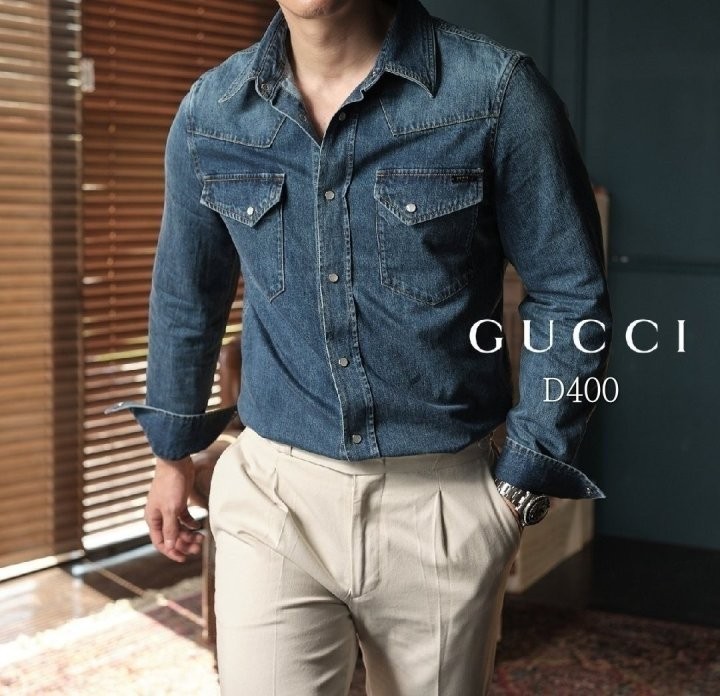 구찌 프리미엄 고가라인 청100% GG청셔츠