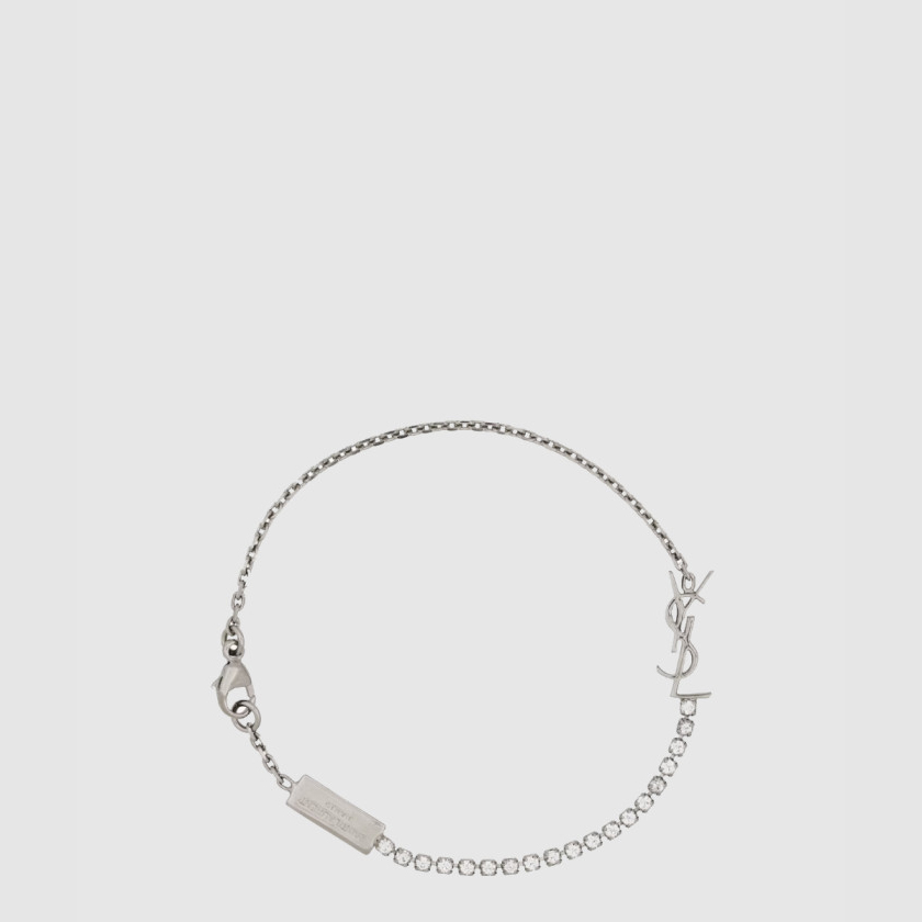 생로랑 메탈 및 라인스톤 소재의 cassandre 참 브레이슬릿 712345