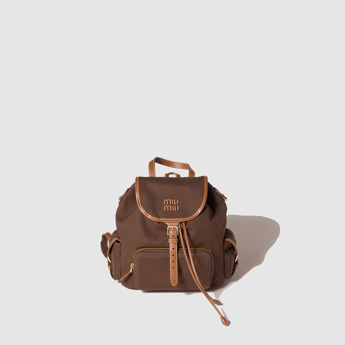 미우미우 캔버스 및 가죽 백팩 5BZ042