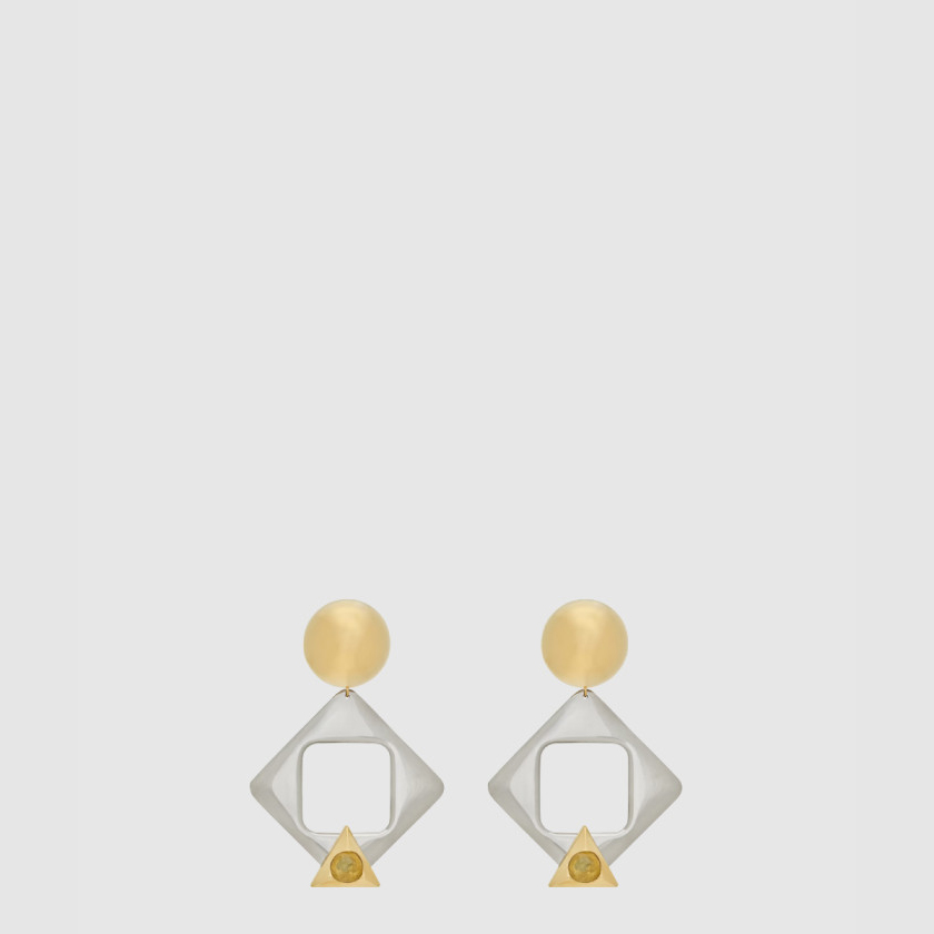 생로랑 레진과 메탈 소재의 기하학적인 이어링 792033