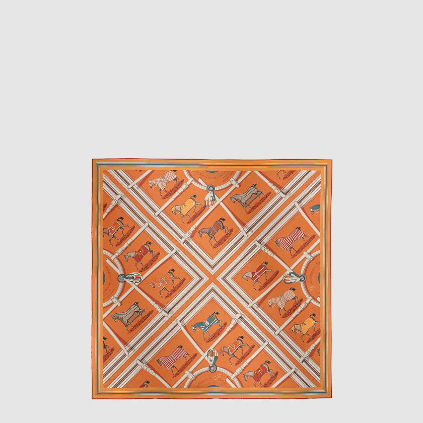 에르메스 Couvertures et Tenues de Jour Bandana 더블 페이스 스카프 90