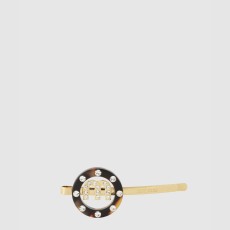 미우미우 로고 장식 골드톤 헤어핀 5JF089