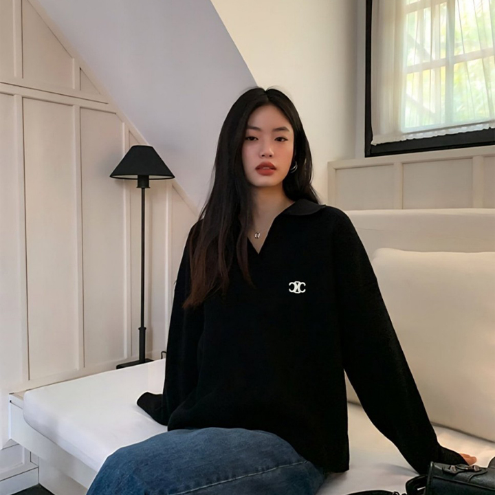 셀린* 브이넥 반카라 니트