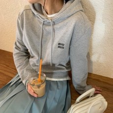 미우미우 후드 로고자수 티
