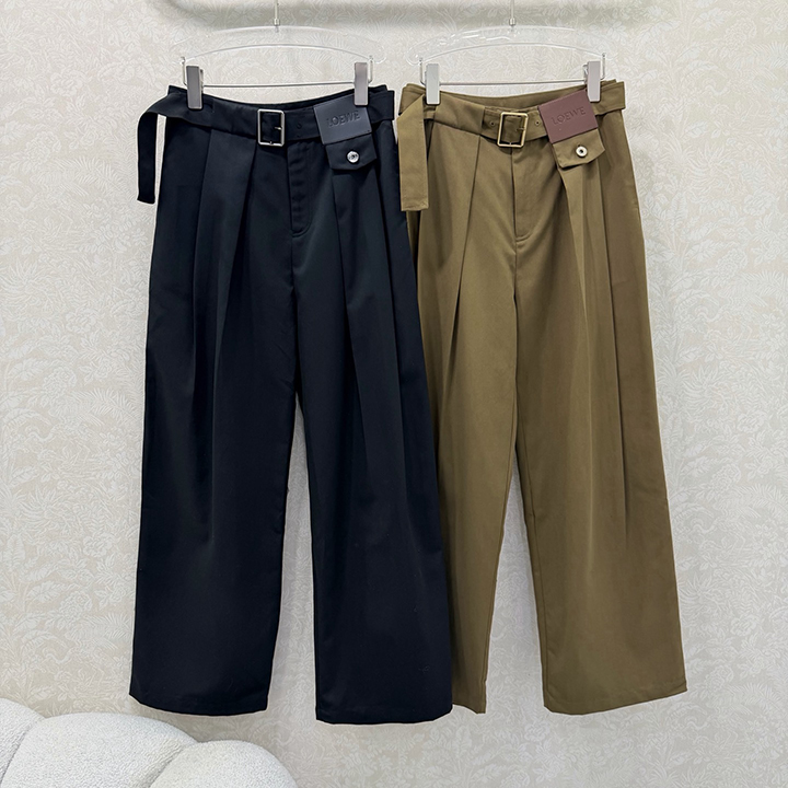 로에베 가죽 허리밴드 와이드 팬츠