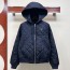 프라다  다크 블루 후드 코튼 패딩 재킷