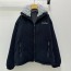 미우미우 2025 가을/겨울 뉴 클래식 네이비 블루 램스울 재킷