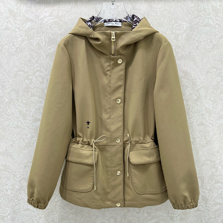 디올  후드 드로스트링 트렌치 코트