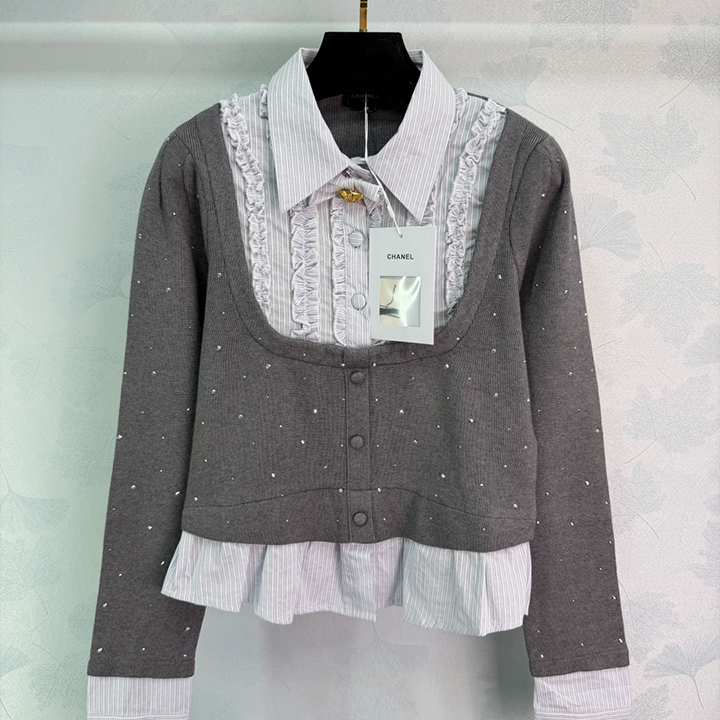 샤넬 25 가을 겨울 신상품 패치워크 니트웨어