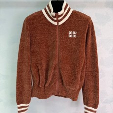 미우미우 25 가을/겨울 신상품 브라운 코듀로이 집업 재킷