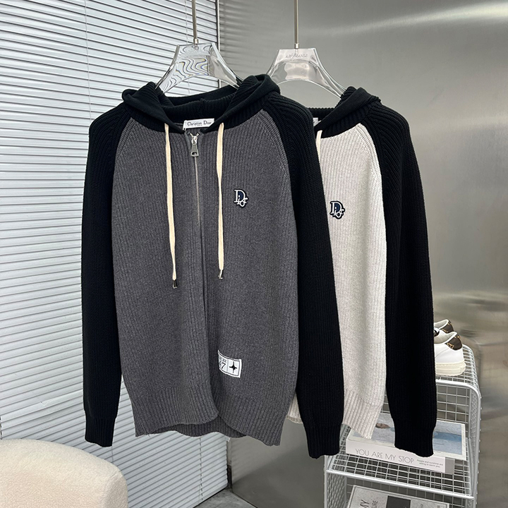 디올 2025 가을/겨울 신상품 남성 후드 버튼다운 가디건 스웨터
