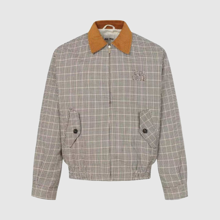 25 SS 미우미우 체크 더블 위브 자켓