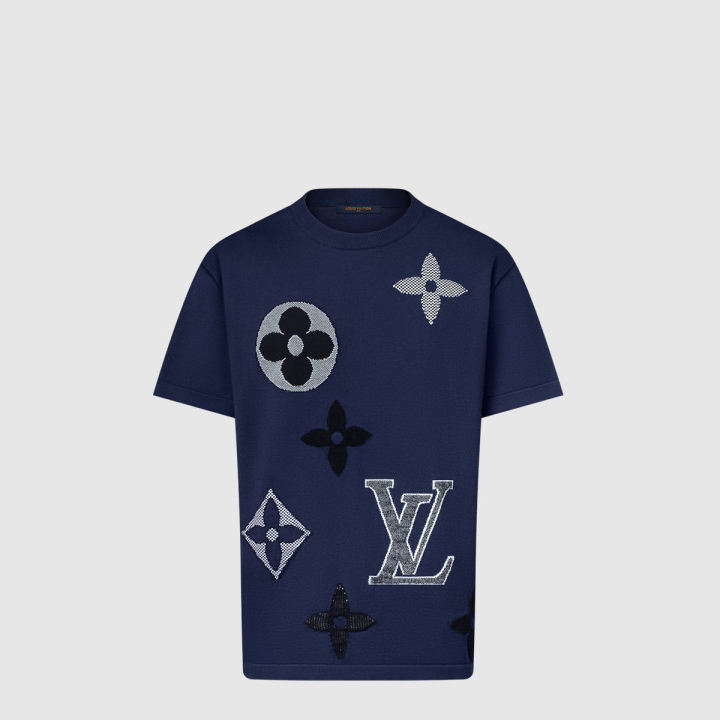 루이비통 모노그램 쇼트 슬리브드 니티드 크루넥