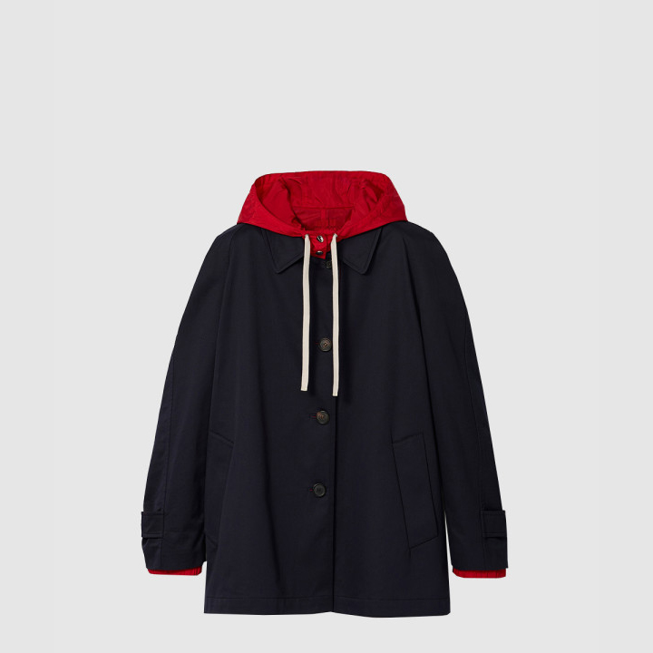 미우미우 리버서블 치노 및 테크니컬 퐁제 블루종 재킷