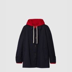 미우미우 리버서블 치노 및 테크니컬 퐁제 블루종 재킷