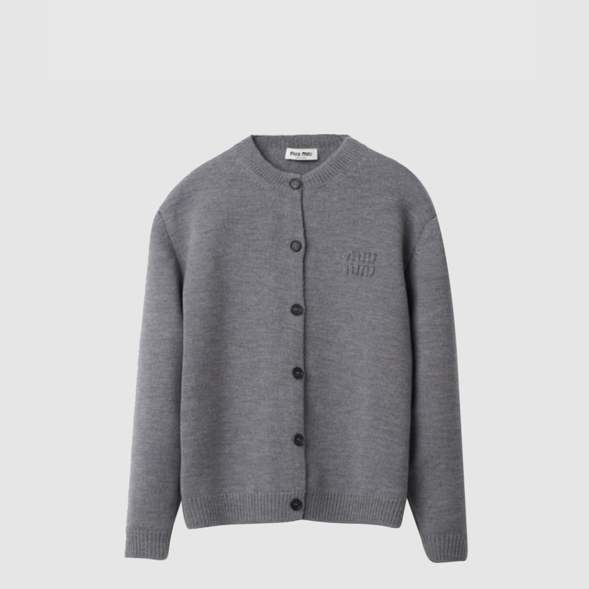 미우미우 울 앤 나일론 니트 가디건 MMF796