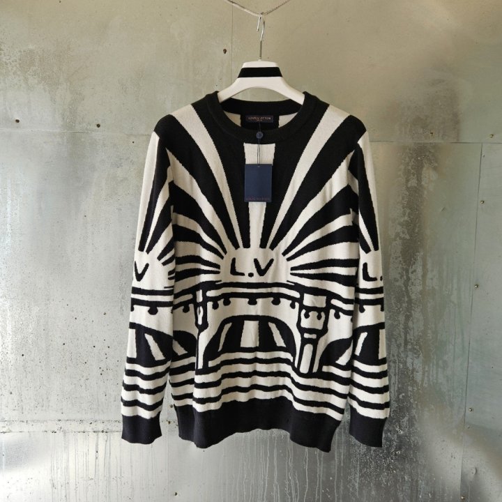 루이비통 자카드 울 풀 오버 니트