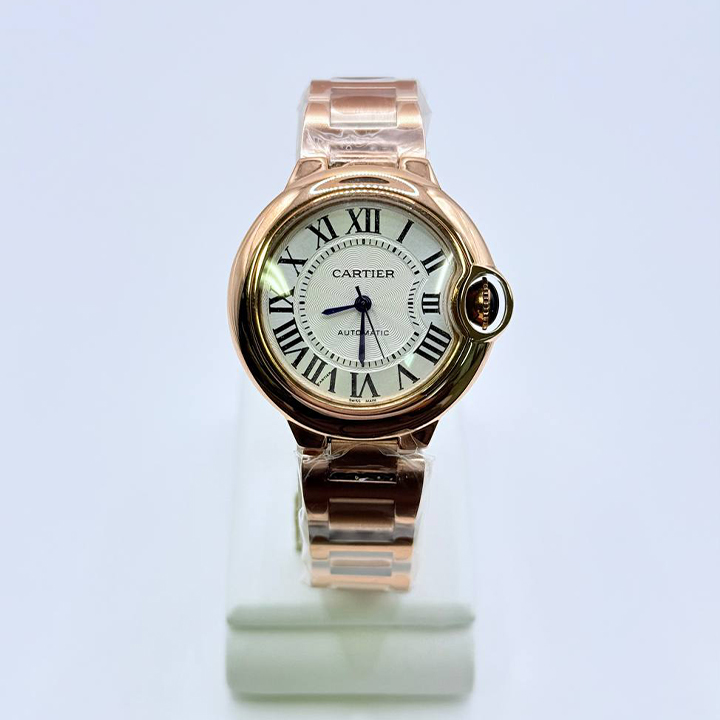 까르띠에 발롱 블루 드 워치 33mm 오토매틱 핑크 골드 CS65