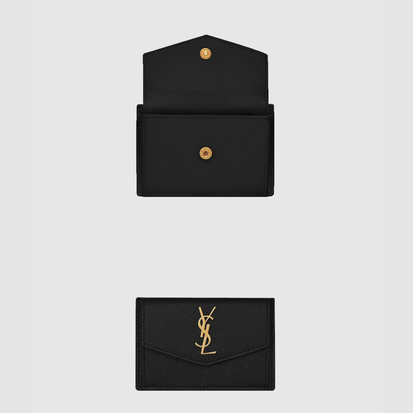 생로랑 그랑 드 뿌드르 엠보스드 가죽 소재의 UPTOWN 플랩 카드 케이스 582305