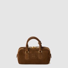 미우미우 아르카디 패딩 스웨이드 탑 핸들 백 5BB142